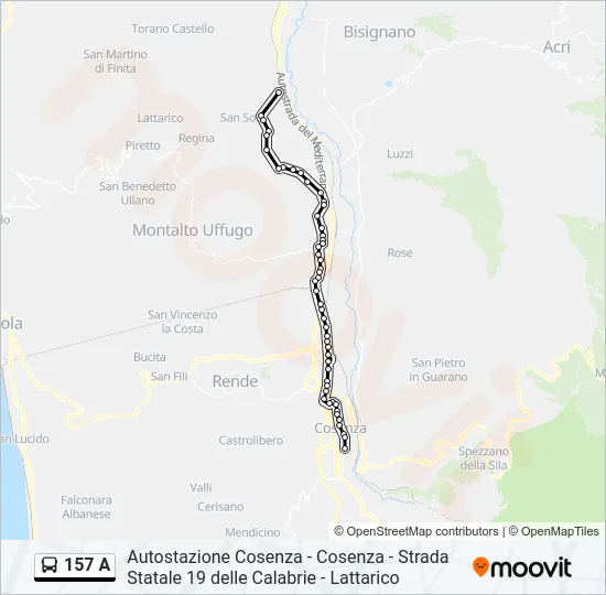 157 A Bus Line Map