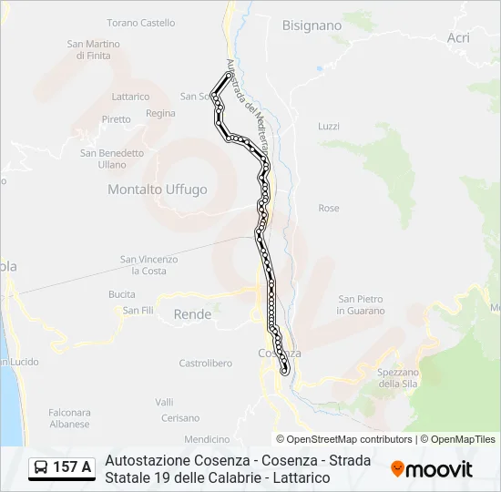 157 A Bus Line Map
