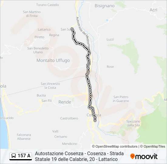 157 A Bus Line Map