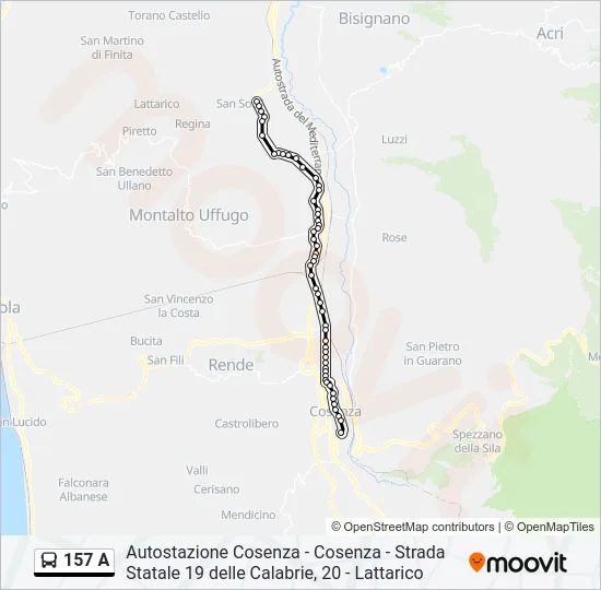 157 A Bus Line Map