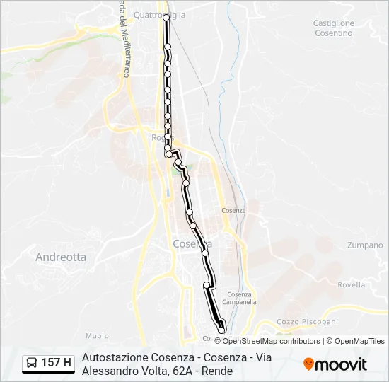 157 H Bus Line Map