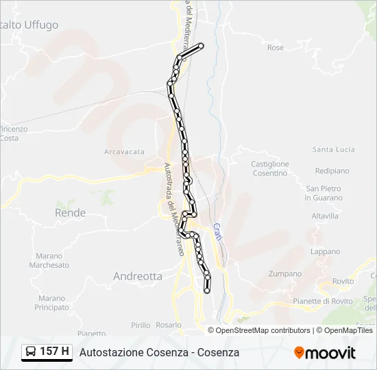 157 H Bus Line Map