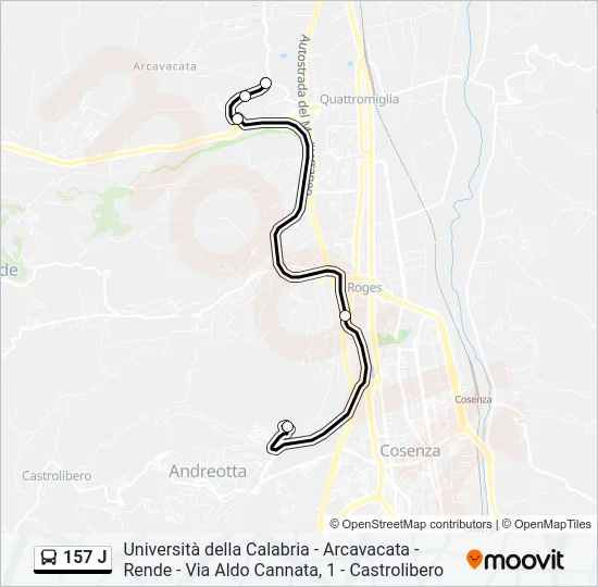 Percorso linea bus 157 J