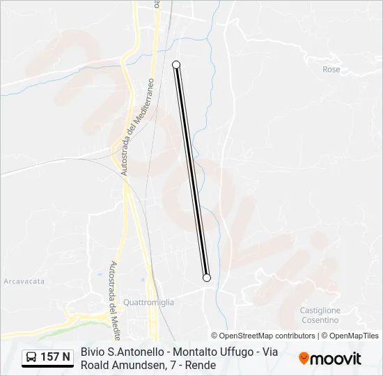 157 N Bus Line Map