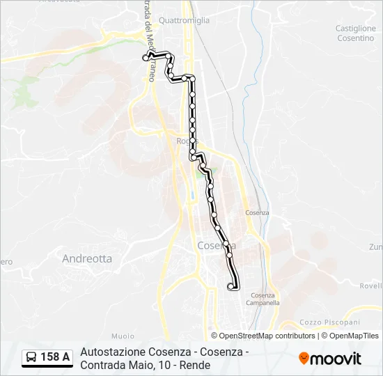 158 A Bus Line Map