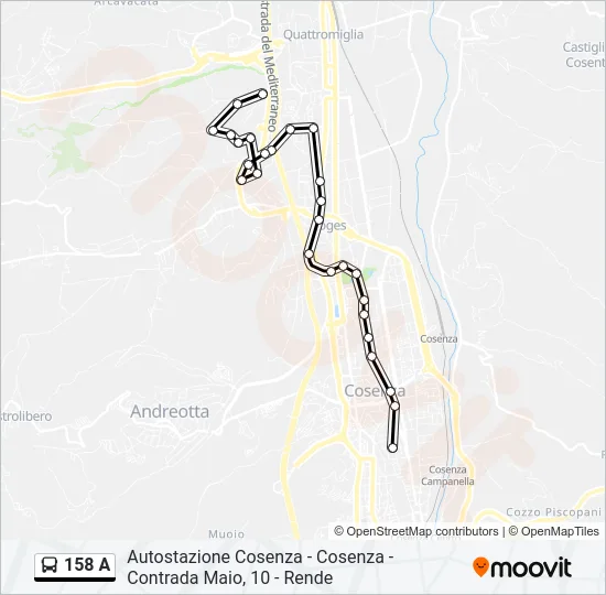 158 A Bus Line Map