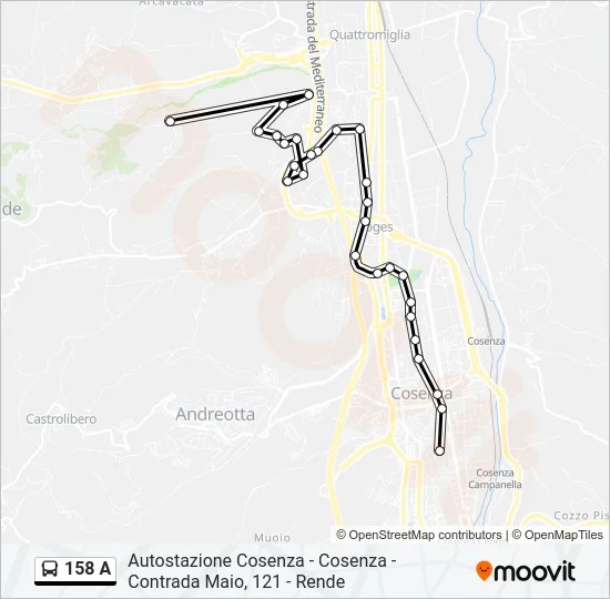 158 A Bus Line Map