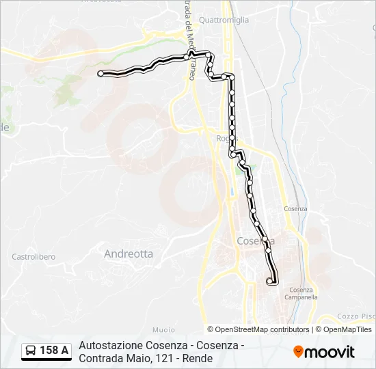 Percorso linea bus 158 A