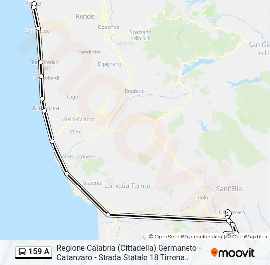 159 A Bus Line Map