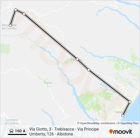160 A Bus Line Map