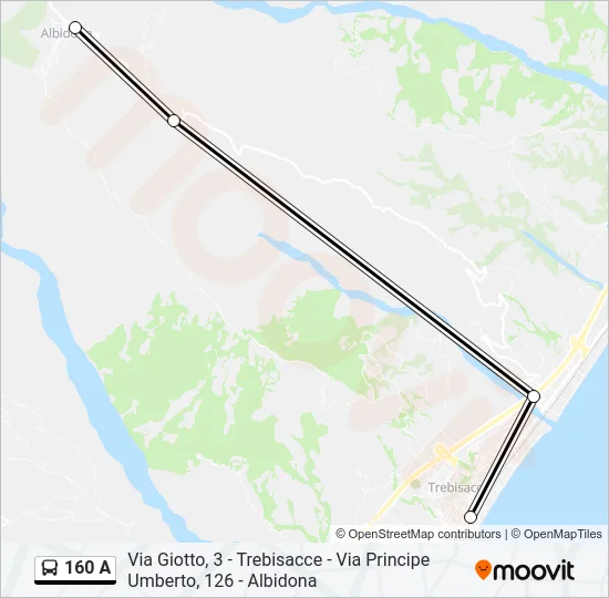 160 A Bus Line Map