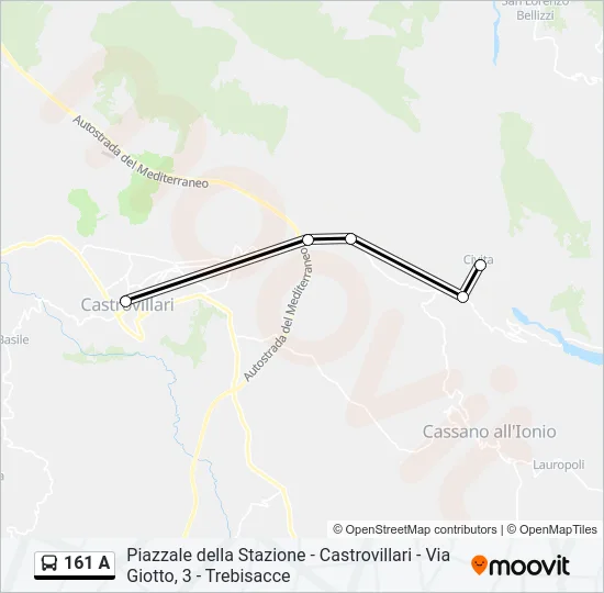 Percorso linea bus 161 A