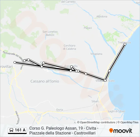 161 A Bus Line Map