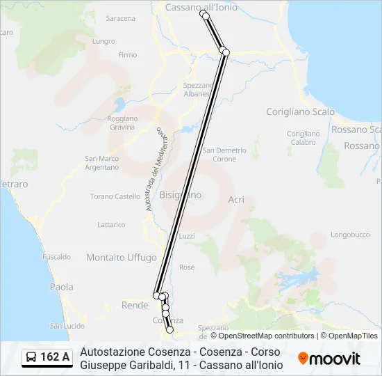 162 A Bus Line Map