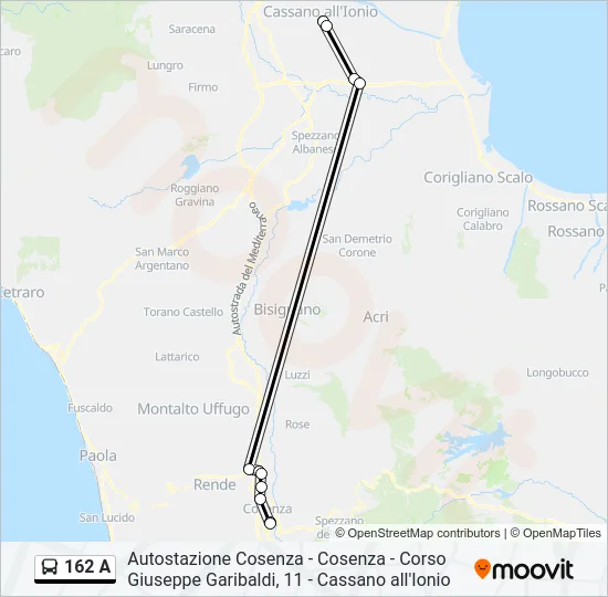162 A Bus Line Map