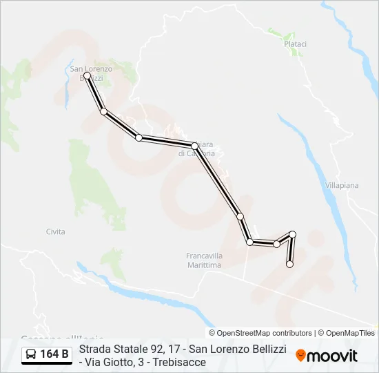 164 B Bus Line Map