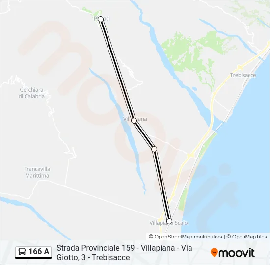 166 A Bus Line Map