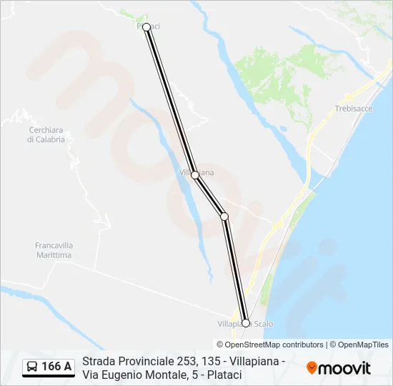 166 A Bus Line Map