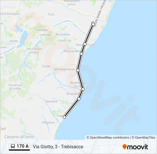 170 A Bus Line Map