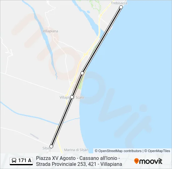 171 A Bus Line Map