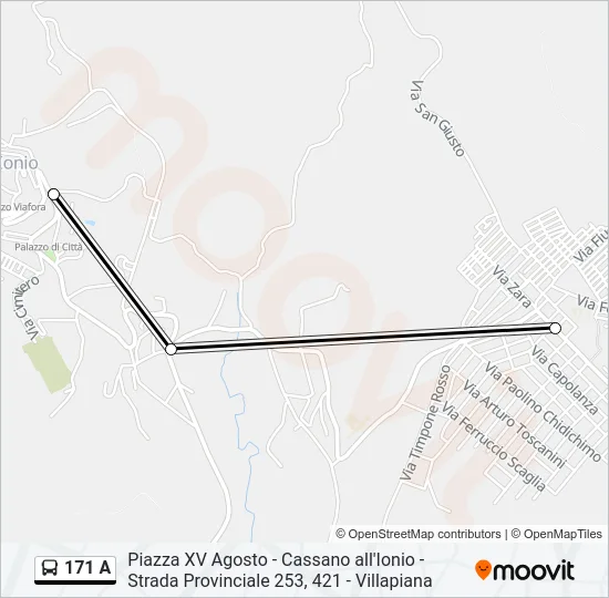 171 A Bus Line Map