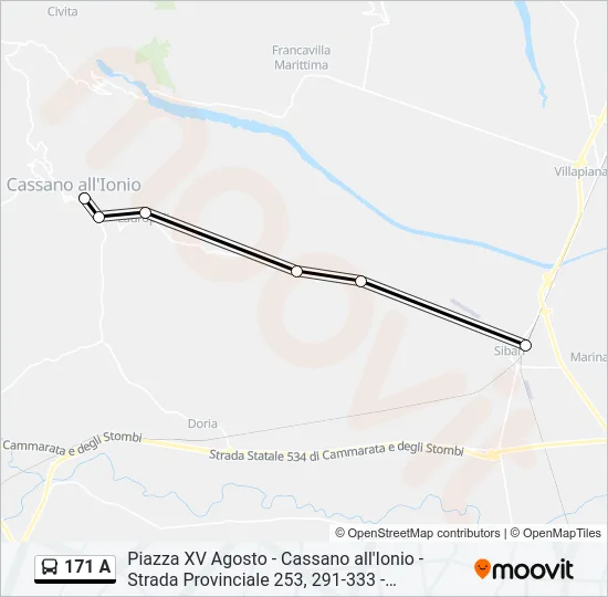 Percorso linea bus 171 A