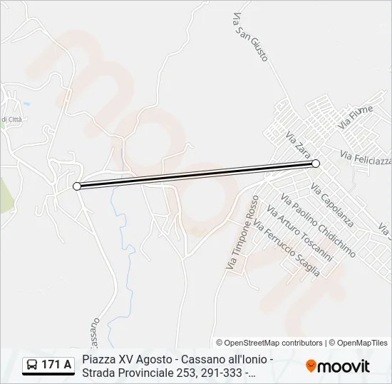 171 A Bus Line Map