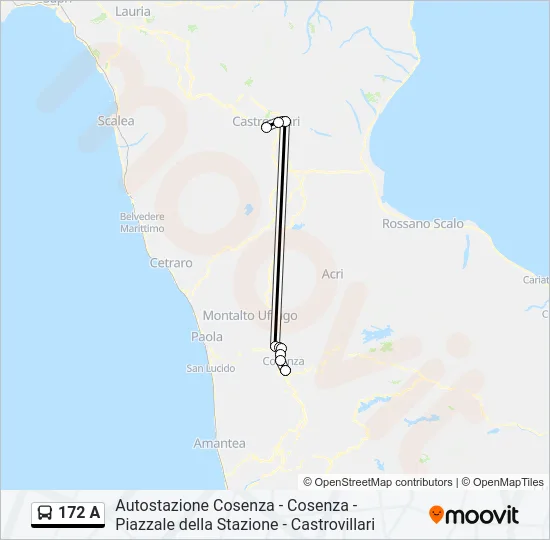 172 A Bus Line Map