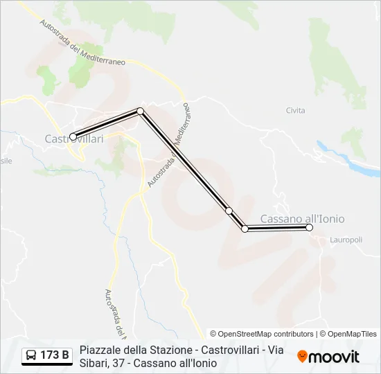 173 B Bus Line Map