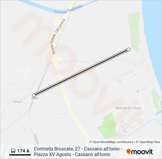 174 A Bus Line Map