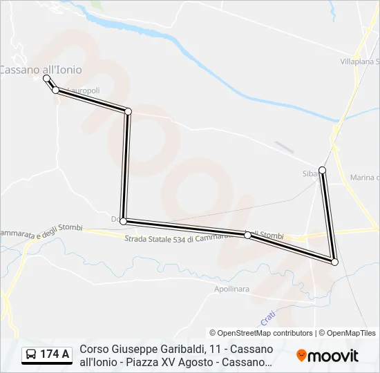 174 A Bus Line Map