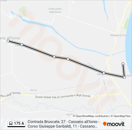 175 A Bus Line Map
