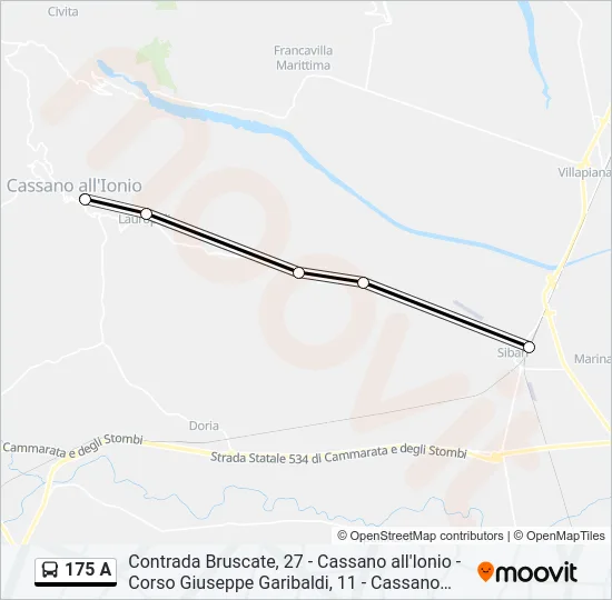 175 A Bus Line Map