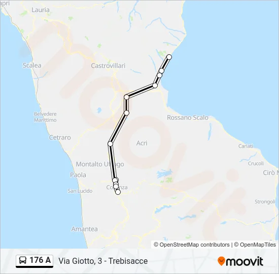 176 A Bus Line Map
