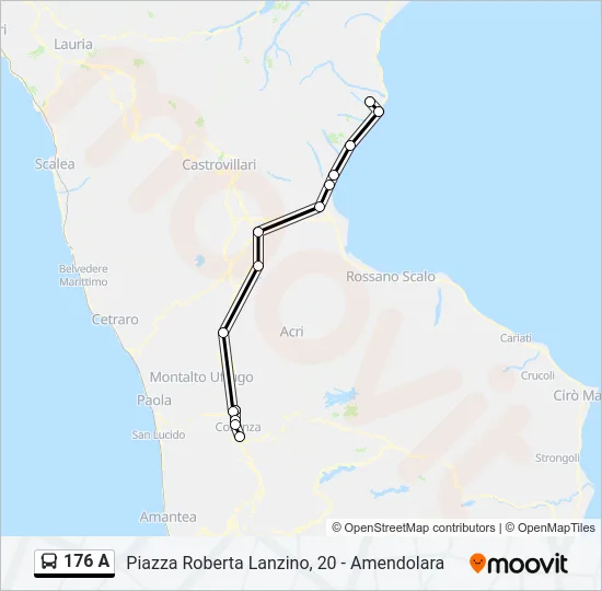 176 A Bus Line Map