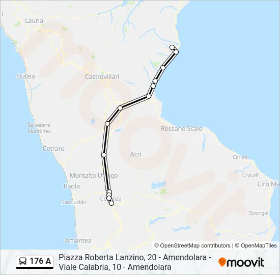 Percorso linea bus 176 A