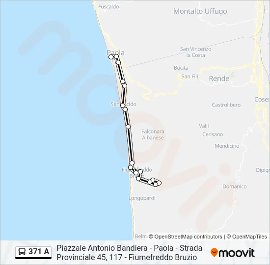 371 A Bus Line Map