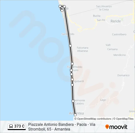 Percorso linea bus 373 C