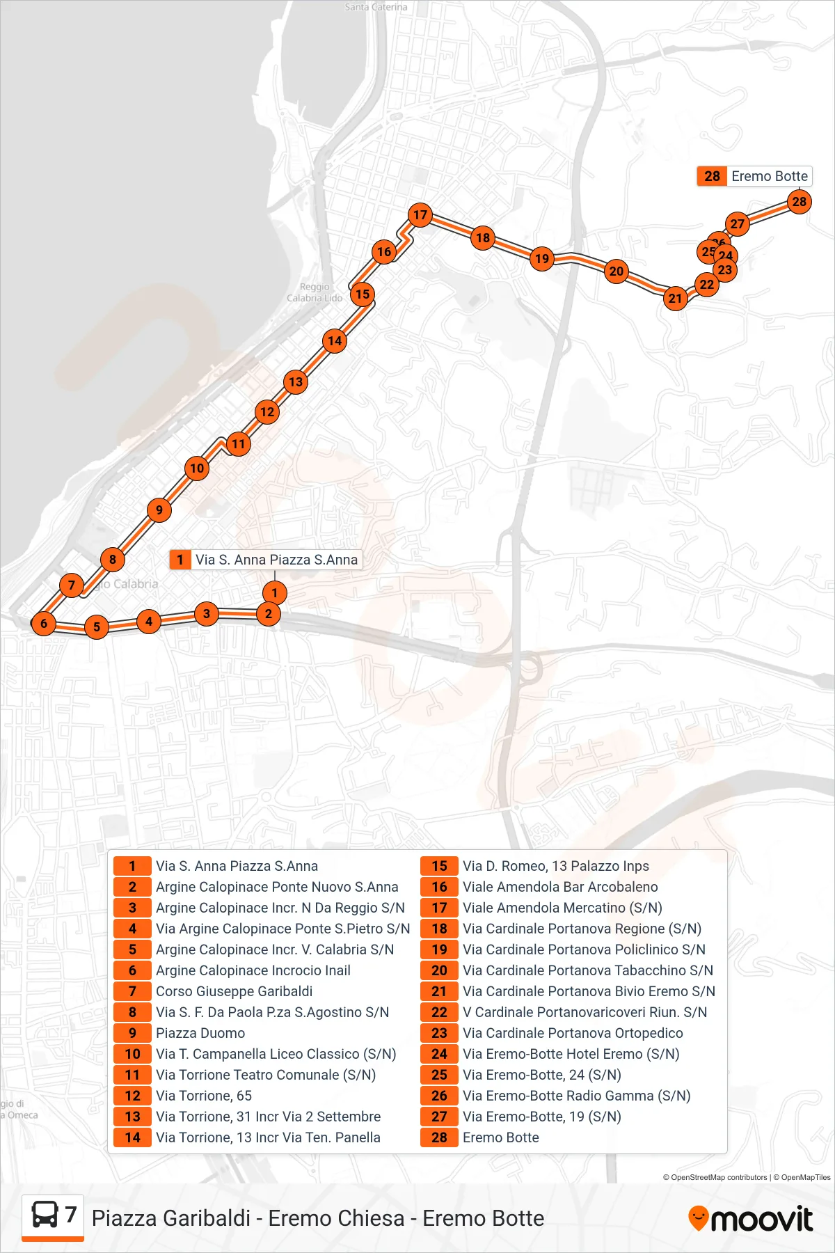Linea 7  bus (Eremo Botte) - Percorsi e fermate sulla mappa