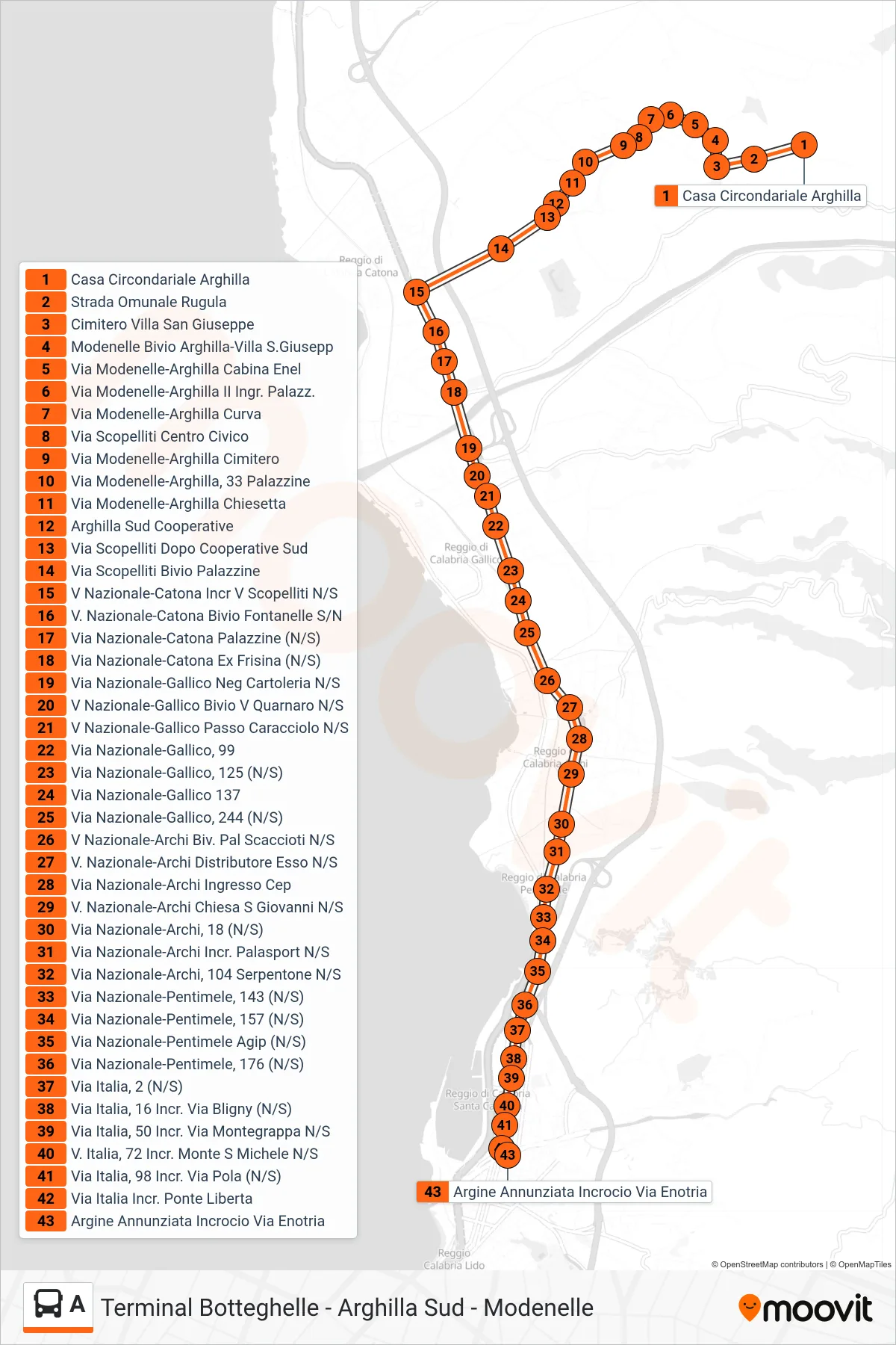 Linea A  bus (Piazzale Liberta) - Percorsi e fermate sulla mappa