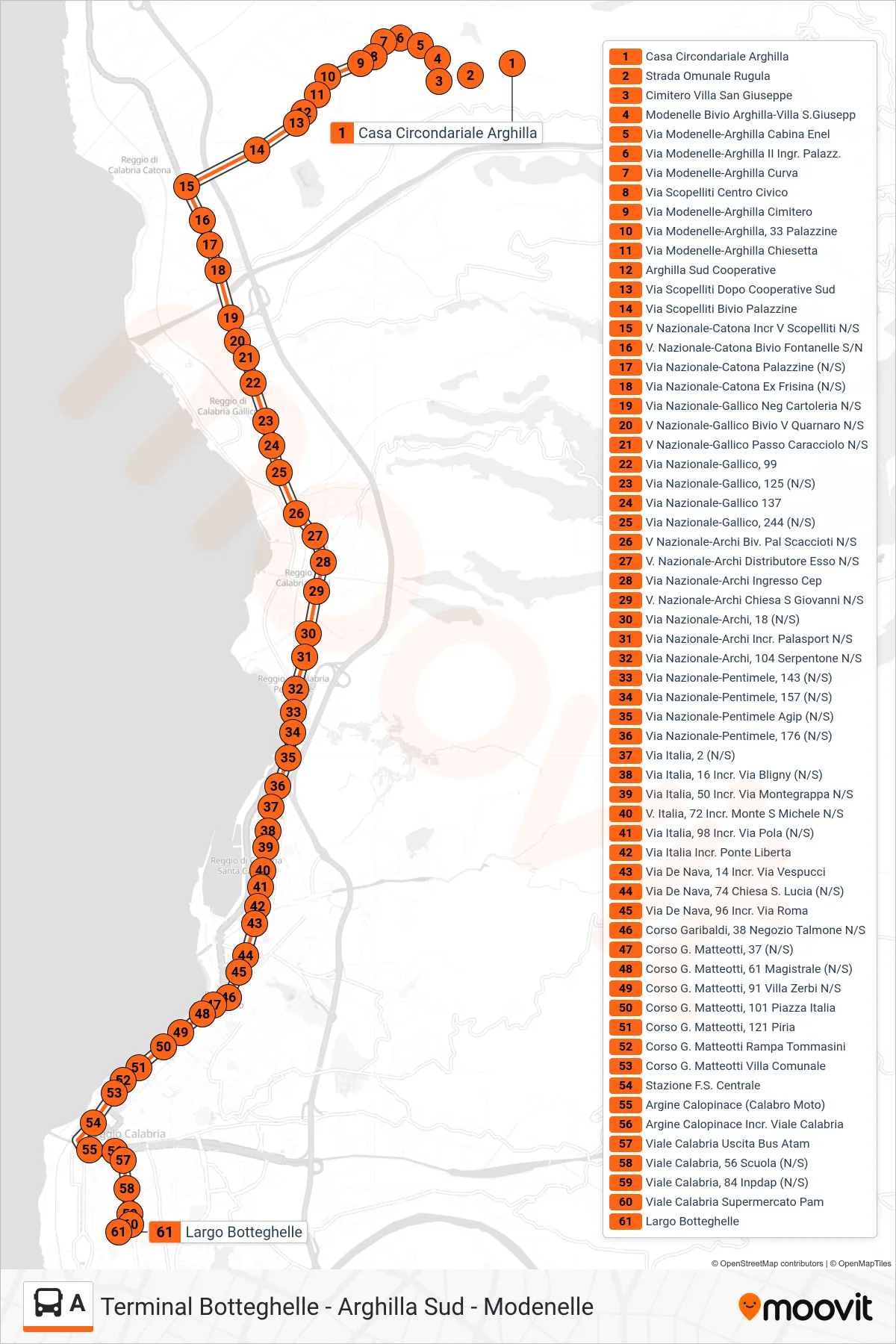Linea A  bus (Largo Botteghelle) - Percorsi e fermate sulla mappa