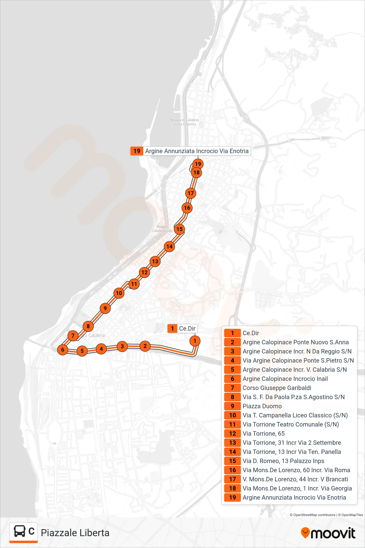 Linea C  bus (Piazzale Liberta) - Percorsi e fermate sulla mappa