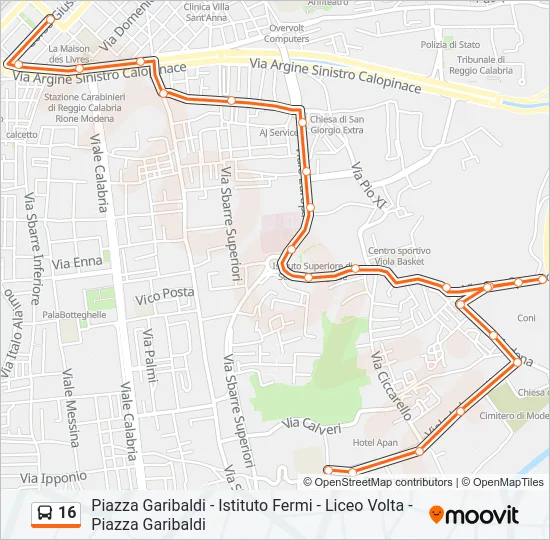 16 Bus Line Map