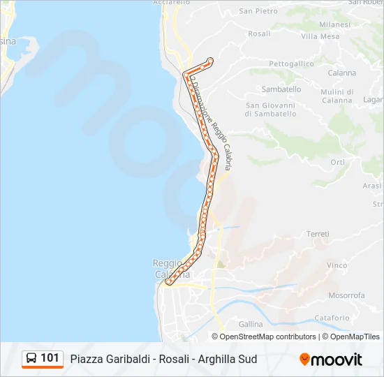 Percorso linea bus 101