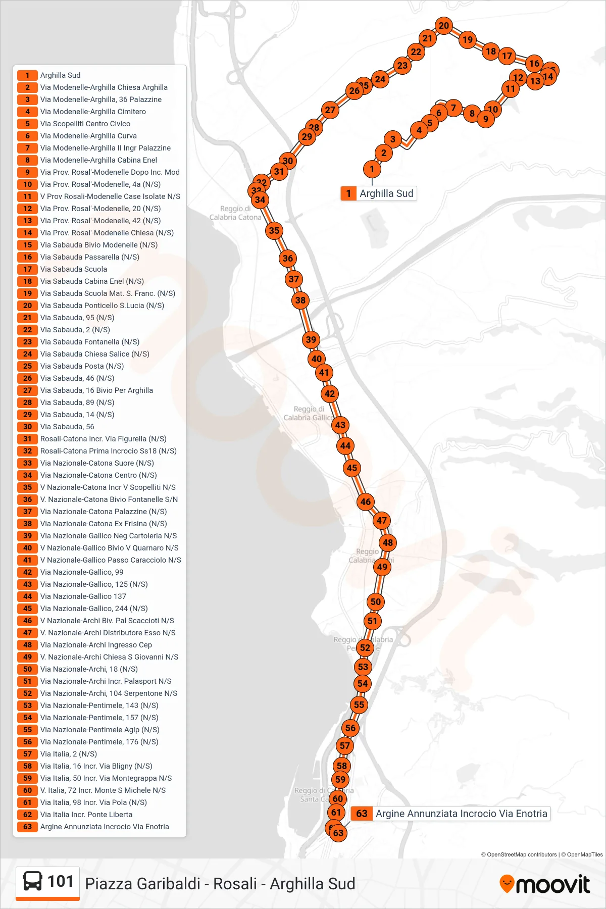 Linea 101  bus (Piazzale Liberta) - Percorsi e fermate sulla mappa
