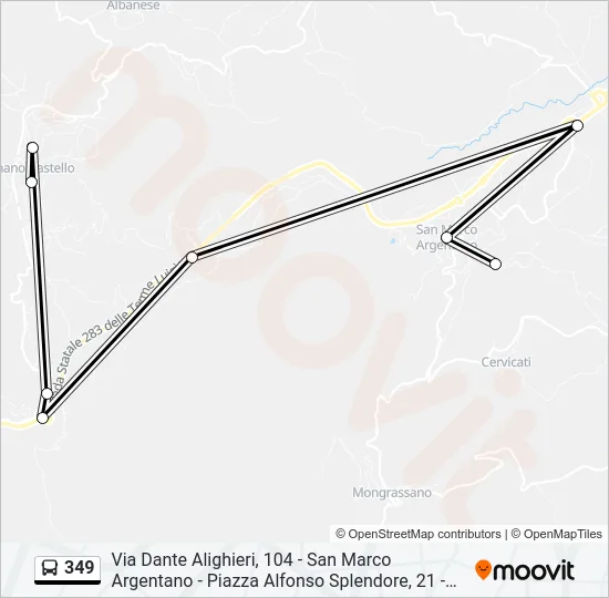349 Bus Line Map