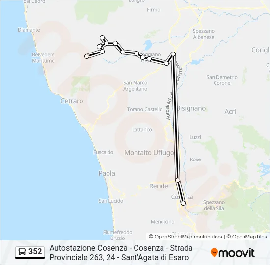 352 Bus Line Map