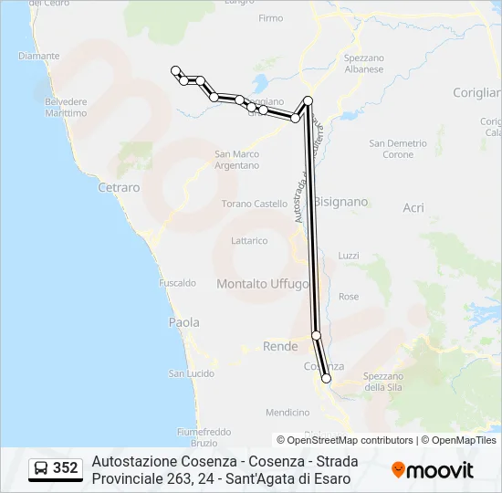 352 Bus Line Map