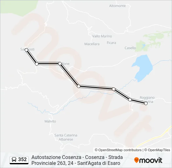 Percorso linea bus 352