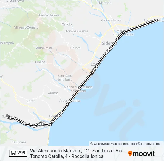 299 Bus Line Map